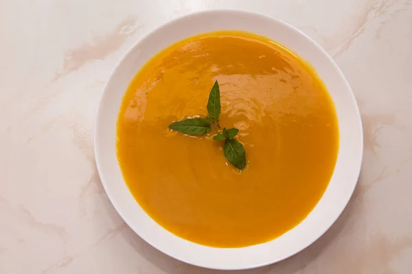 Bowl Pumpkin Soup Background — Stock Photo, Image
