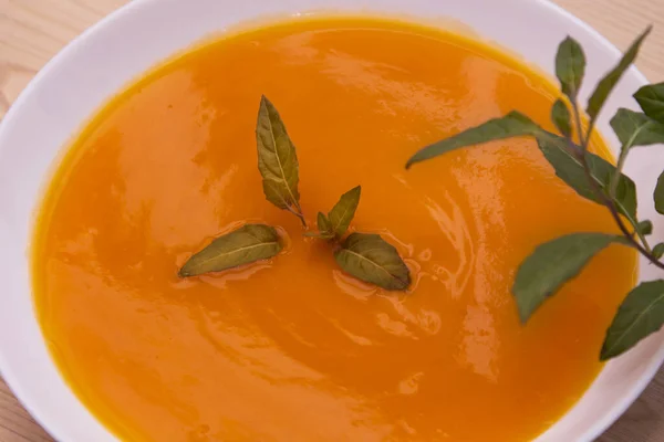 Soupe Aux Légumes Citrouille Sur Fond — Photo