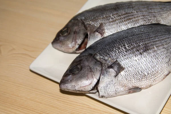 Φρέσκο Ψάρι Τσιπούρα Στο Πιάτο — Φωτογραφία Αρχείου