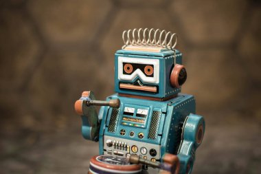 Eski robot oyuncak, vintage renk stili, vintage sesi arka plan.