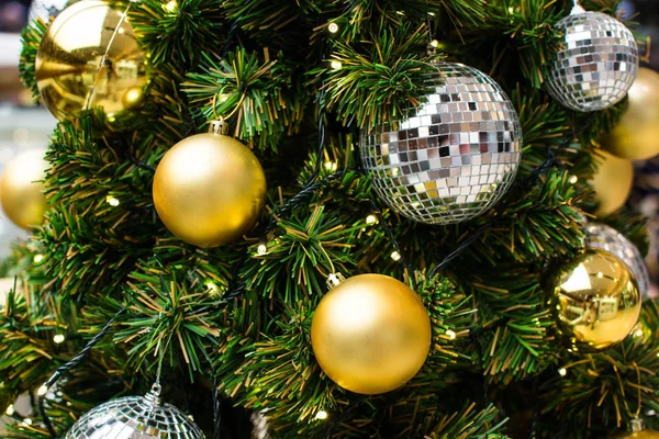 Christmas background. Close-up Decorative objects for Christmas, balls, tree, letters, reindeer, Santa slave-el is used most. Selective focus. — Stock Photo, Image