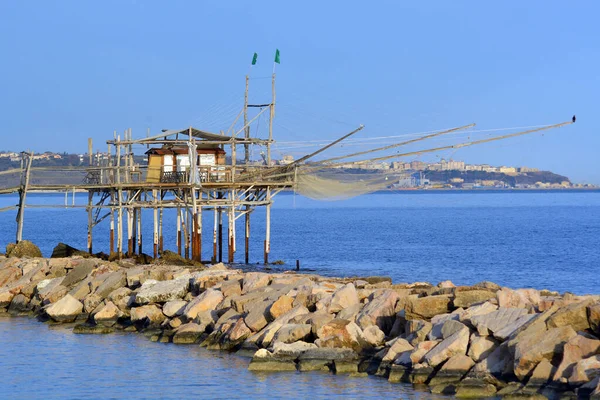 Abuzzo Italien Trabucco Det Traditionella Nätet För Träfiske Adriatiska Havet — Stockfoto
