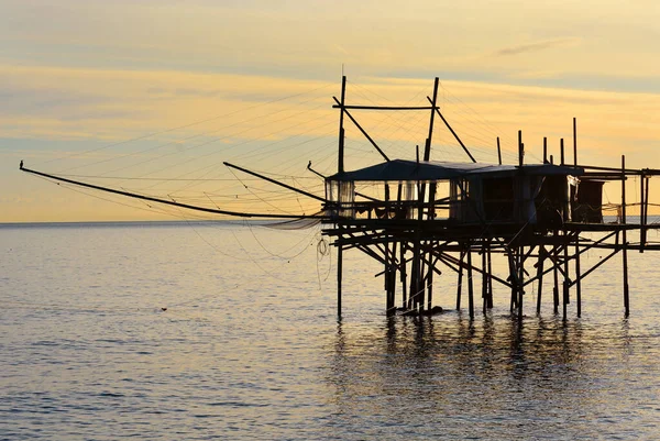 Abuzzo Itália Trabucco Tradicional Rede Pesca Madeira Mar Adriático — Fotografia de Stock