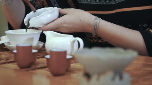 Mãos femininas preparando chá — Vídeo de Stock