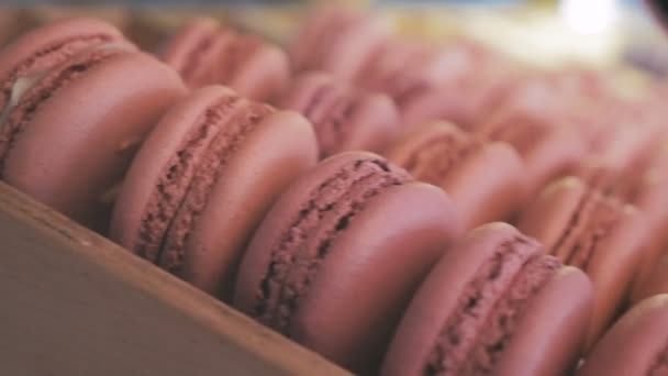 Stall With Colourful Macaroons — Stock Video