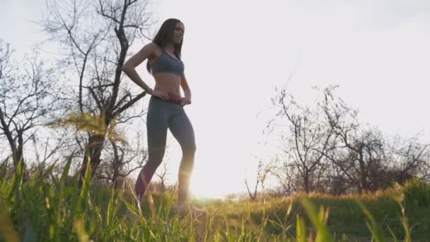 Spor egzersizleri yapıyor kadın — Stok video