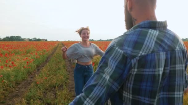 Couple sur champ de pavot — Video