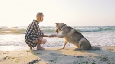 kadın ile köpek günbatımı