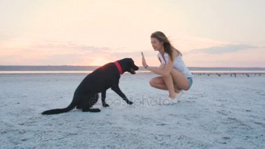 siyah köpek ile kadın