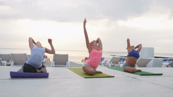 Fitnessgruppe macht Yoga — Stockvideo