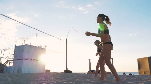 Las mujeres juegan voleibol — Vídeos de Stock