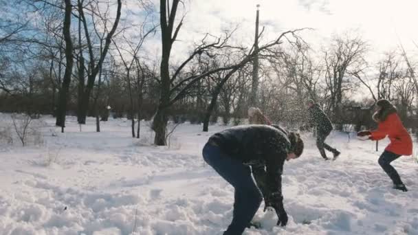 Люди розважаються взимку — стокове відео