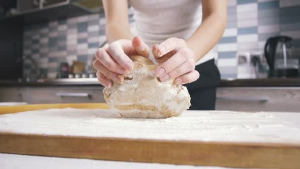 Cocina femenina en la cocina — Vídeo de stock