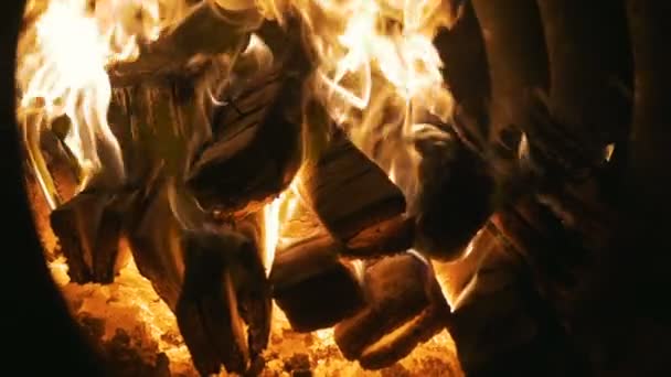 特写镜头的火在燃烧 — 图库视频影像