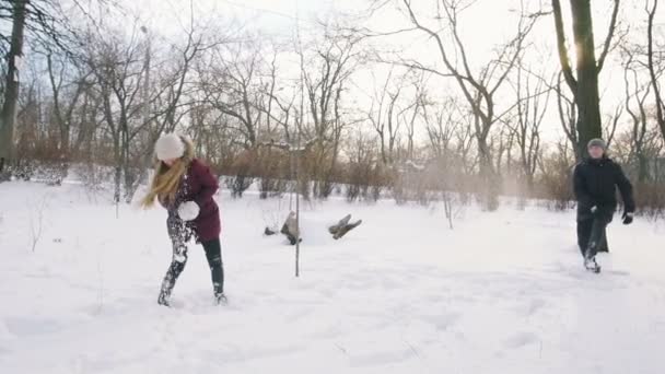 Casal se divertindo no inverno — Vídeo de Stock