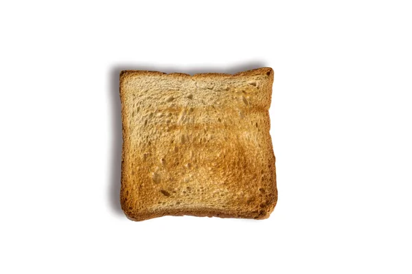Pão Rusk isolado em um fundo branco. Delicioso pão torrado dourado torrado — Fotografia de Stock