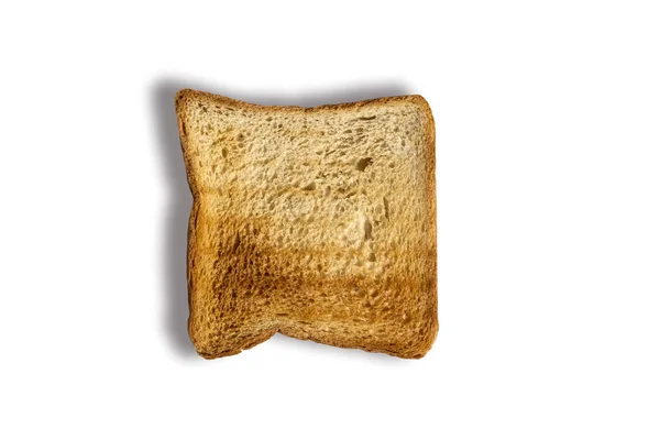 Rusk kenyér elszigetelt fehér alapon. Finom pirított arany pirított kenyér — Stock Fotó