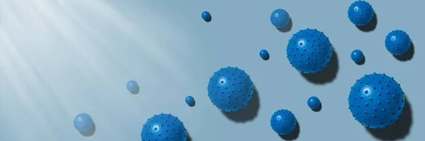 Coronavirus Abstracte Achtergrond Bacteriologische Micro Organismen Coronaviruscellen Een Blauwe Achtergrond — Stockfoto