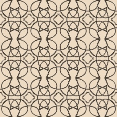 Hasır elementli Kelt kahverengi etnik vektör deseni.