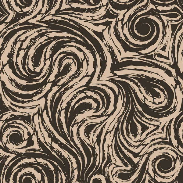 概要滑らかなスパイラルとループで作られたベージュベクトルテクスチャ 木材や大理石のツイストパターンの繊維 波又は波紋 — ストックベクタ