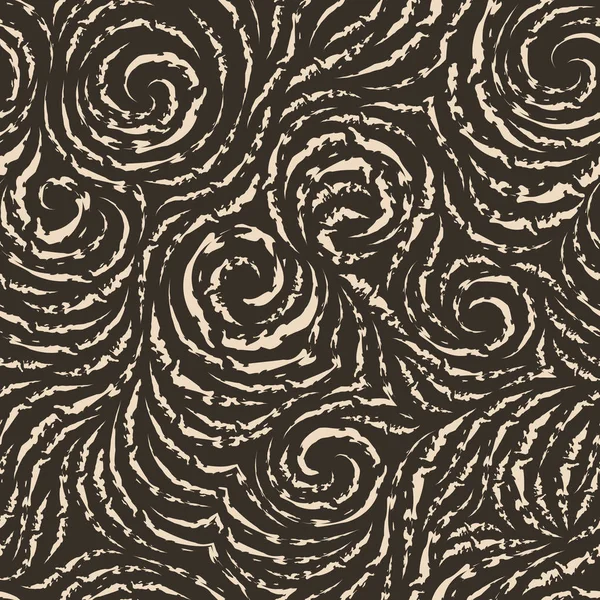 Yırtık çizgilerin dairesel ve spiral biçimindeki kusursuz vektör deseni. Kumaş dekorasyonu veya ambalaj kağıdı için bej dokusu