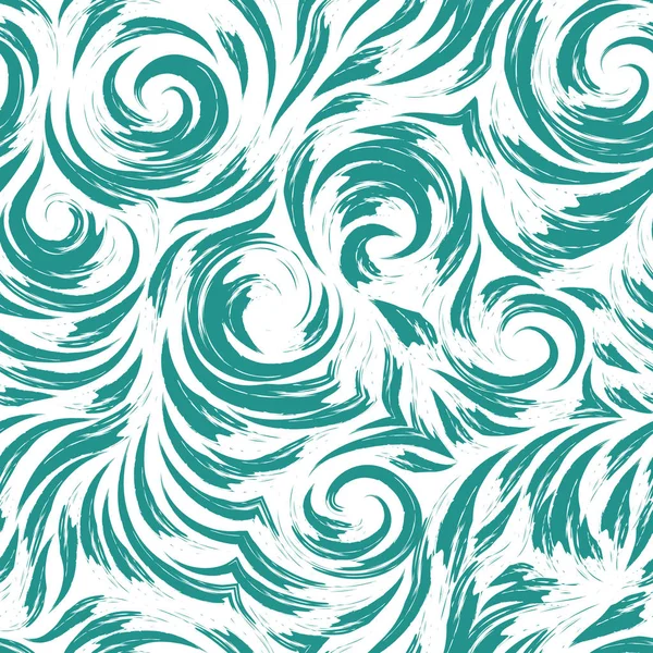 Daireler ve spiraller şeklinde pürüzsüz çizgilerin kusursuz vektör turkuaz deseni. Kumaşları bitirmek için doku ya da beyaz arkaplanda pastel renklerde ambalaj kağıdı. Okyanus ve dalgalar.