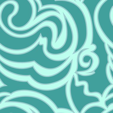 Sarmal ve kıvrımların kusursuz turkuaz dokusu. Pastel renkte deniz deseni. Sarmal kıvrımlar ve girdaplar. Giysi ya da ambalaj tasarımı için boşluk.