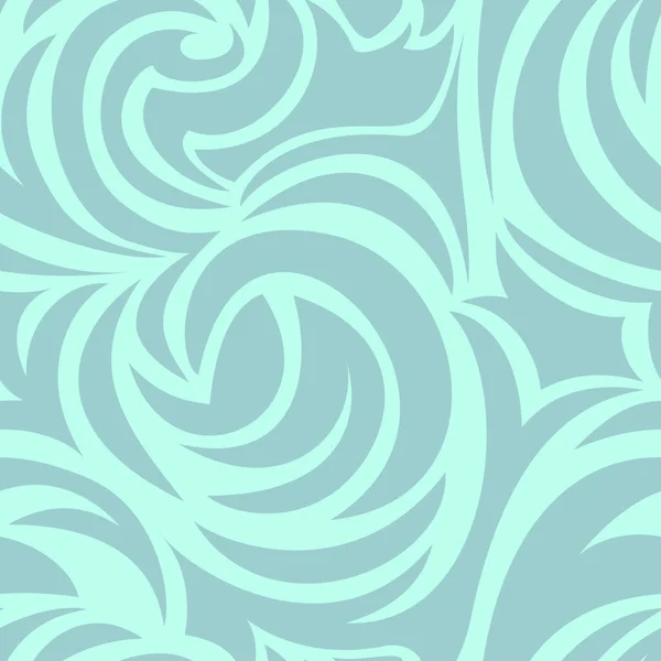 螺旋形和卷曲的无缝隙绿松石质感 海的图案是彩色的 螺旋状卷曲和涡旋 服装设计或包装用空白 — 图库矢量图片
