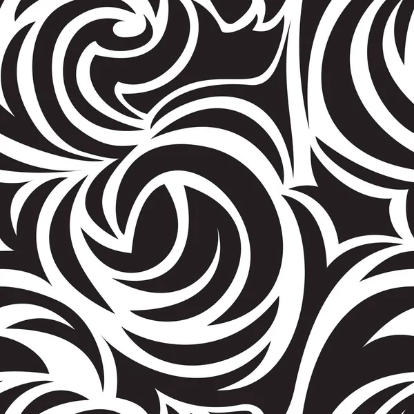 Schwarze Nahtlose Textur Aus Spiralen Und Locken Monochromes Muster Spirale — Stockvektor