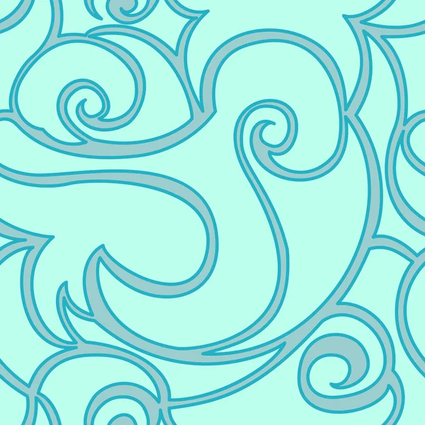 Бесшовный Векторный Бирюзовый Рисунок Спиралей Волн Фон Абстрактных Элементов Разделенных — стоковый вектор