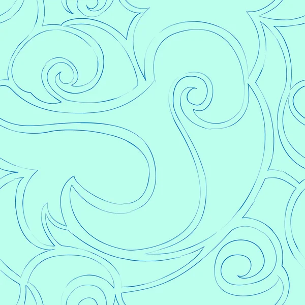 Бесшовный Бирюзовый Векторный Рисунок Спиралей Волн Текстура Линейном Стиле Текстиля — стоковый вектор