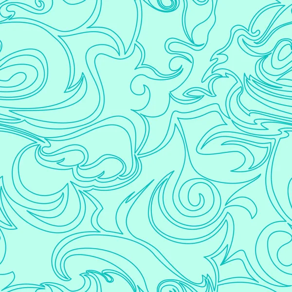 Texture Turquoise Transparente Spirales Boucles Dans Style Linéaire Motif Marin — Image vectorielle