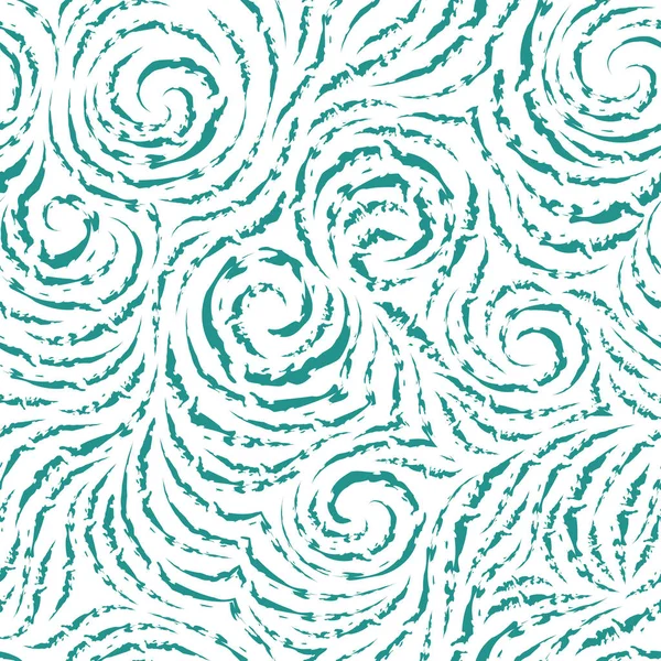 Бесшовный Векторный Бирюзовый Рисунок Сломанных Линий Виде Кругов Спиралей Голубая — стоковый вектор