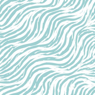 Yırtık kenarlı kıvrımlı çizgilerin kusursuz vektör deseni. Beyaz arka planda mavi boya darbeleri. Giysi veya ambalaj kağıdı için yazdır.