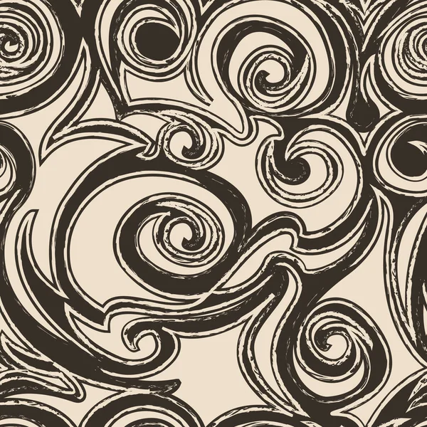 Коричневый Бесшовный Рисунок Спиралей Кудряшек Декоративный Орнамент Фона Eps Вектор — стоковый вектор