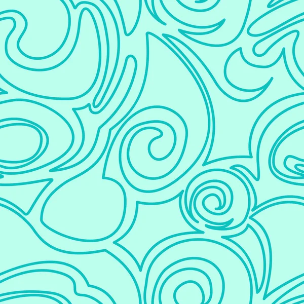 Бирюзовый Бесшовный Рисунок Волн Абстрактных Форм Линейном Стиле Печати Ткани — стоковый вектор