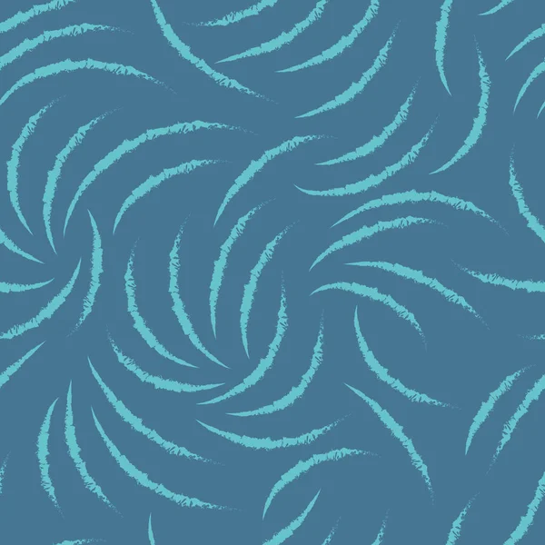 混沌としたギザギザの弧の抽象的な青色のパターン シームレスな線形パターン 黒地に生地をプリントするためのブランク — ストックベクタ