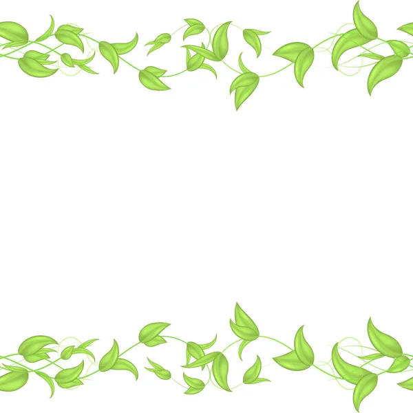 矢量水平无缝边界与绿色柳条常春藤芽和叶子与心脏在白色背景 空白网站标题 — 图库矢量图片