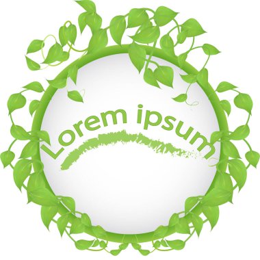 Metnin altında yer alan yaprak ve dalların vektör çerçevesi, dekorasyon etkinlikleri için, beyaz arkaplanda izole edilmiş, kartpostalların silinmesi