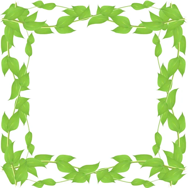 Vector Frame Made Leaves Twigs Decorating Events Isolated White Background — Stock Vector