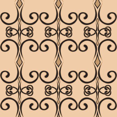 Kusursuz girdap şekli. Basit bir şekilde. Vektör. Sonsuz bukle süsü. Eskiz, karalamalar, kahverengi ve krem rengi karalamalar. Tebrik kartları, düğün davetiyeleri, logo, kumaş baskısı için kullanılabilir..