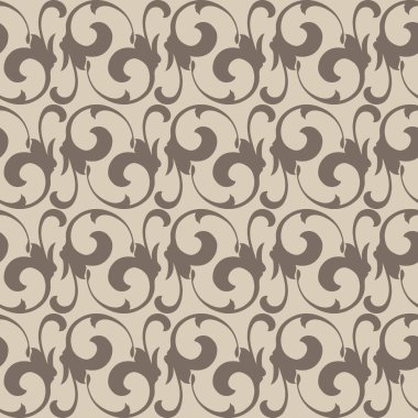 Bej arkaplanda kahve rengi yaprakları olan kusursuz çiçek deseni.