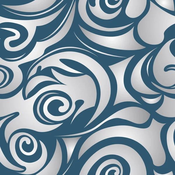 Patrón Sin Costuras Espirales Curlicues Gris Sobre Fondo Azul Oscuro — Archivo Imágenes Vectoriales