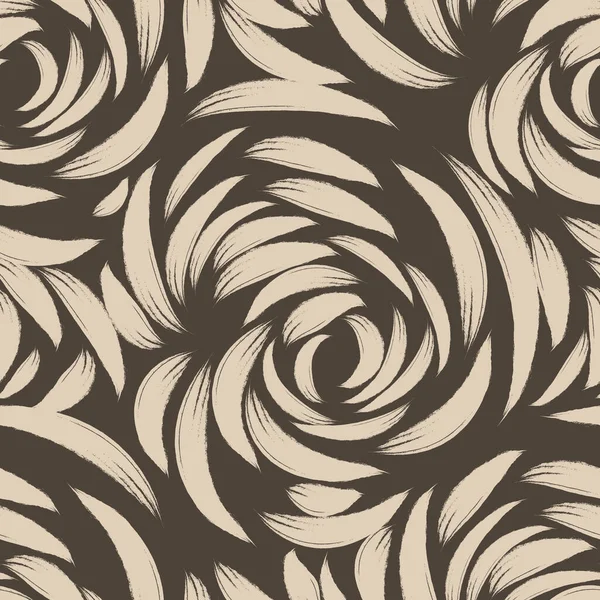 Brązowy bezszwowy wzór linii lub pociągnięć pędzla w postaci łuków. wzorzyste różane szkice do tkanin — Wektor stockowy