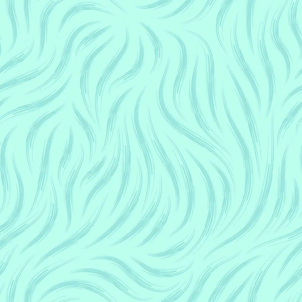 Vector seamless texture of turquoise color from smooth lines in the form of brush strokes on a sea background. Template for printing onto fabric or wrapping paper. Simple ornament for decoration — Stock Vector