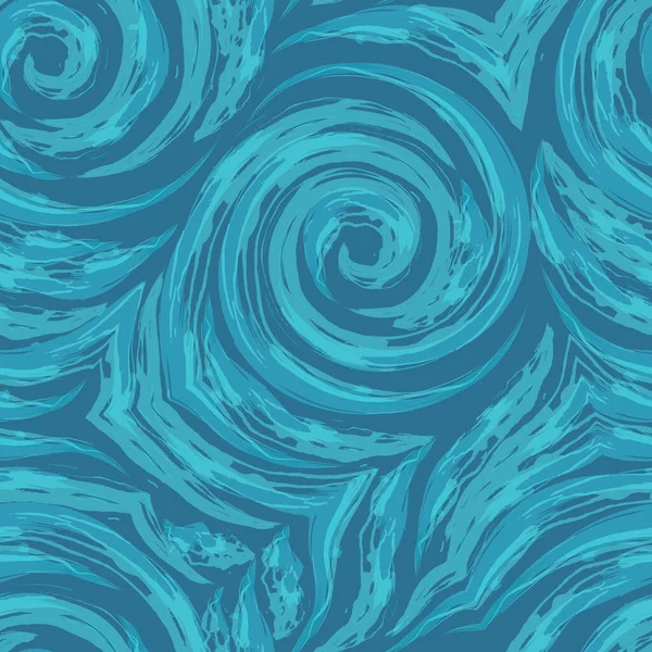 Векторная Бесшовная Текстура Спиралей Сломанных Линий Синего Цвета Морском Фоне — стоковый вектор