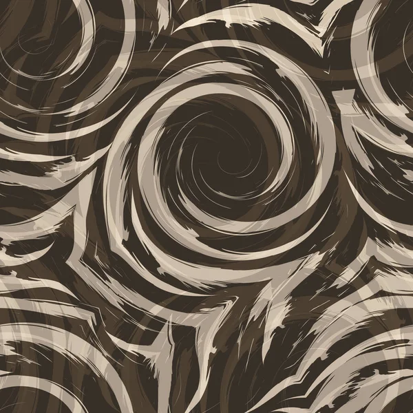 Vector Naadloos Patroon Van Spiralen Krullen Abstracte Beige Textuur Voor — Stockvector