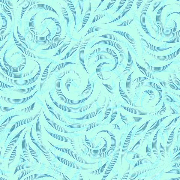 Векторная Бесшовная Голубая Текстура Бирюзовом Фоне Гладкая Арка Кудри Линейном — стоковый вектор