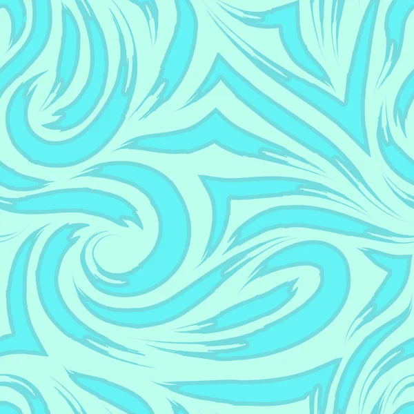 Motif vectoriel sans couture de lignes lisses avec des pointes déchirées sous la forme de spirales et des vagues de couleur bleue.Texture pour l'impression sur les vêtements ou papier d'emballage. — Image vectorielle