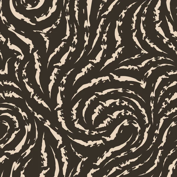 Vector abstracte naadloze patroon van gescheurde lijnen van beige kleur geïsoleerd op een bruine achtergrond. Textuur van de vezels. Blanco voor het bedrukken op kleding of inpakpapier. Achterzijde van de site. — Stockvector